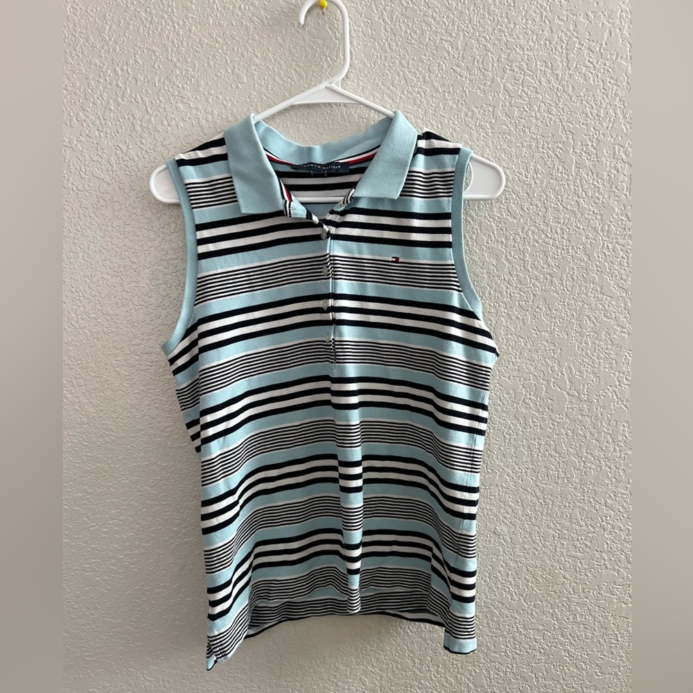 Vintage Tommy Hilfiger Sleeveless Striped Polo Size Medium